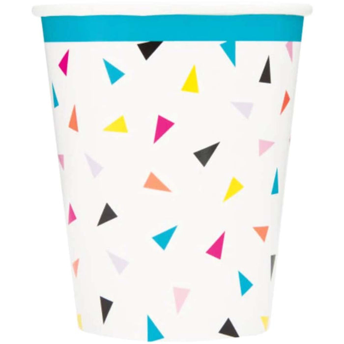Triangle Confetti Birthday Paper Cups 9oz 8ct