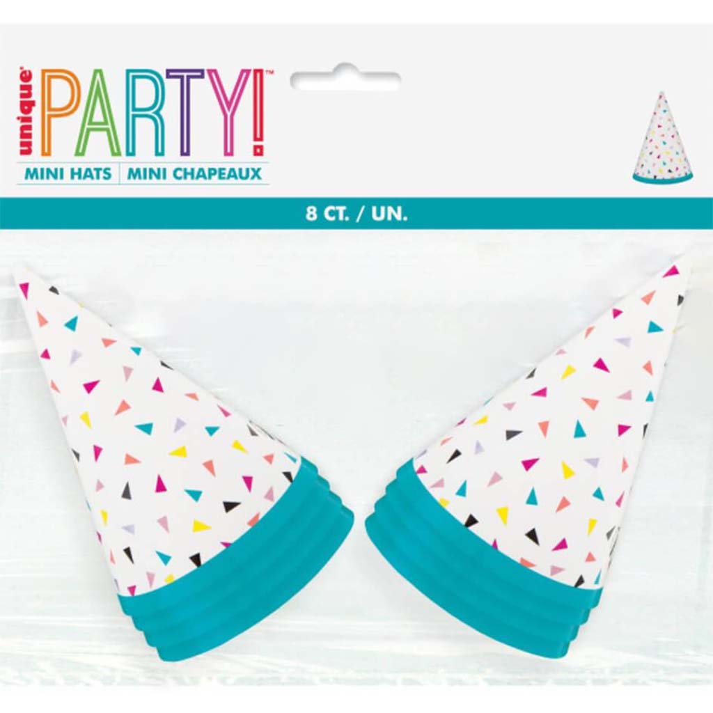 Triangle Confetti Birthday Mini Party Hats 8ct