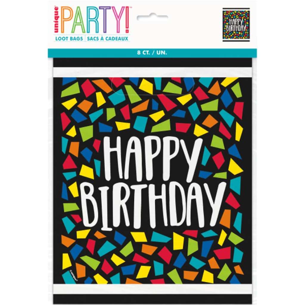 Colorful Mosaic Birthday Loot Bags 8ct