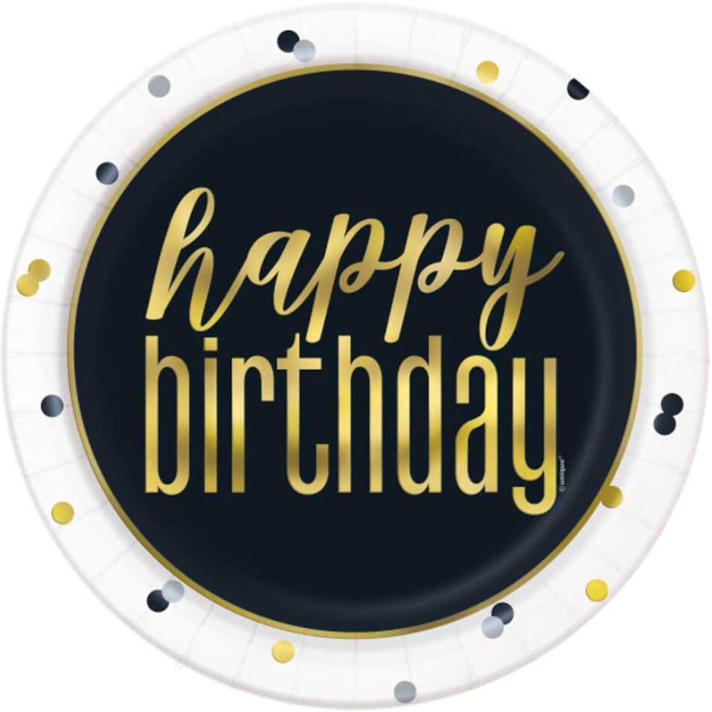 Metallic Happy Birthday Dinner Foil Plates 9in 8ct