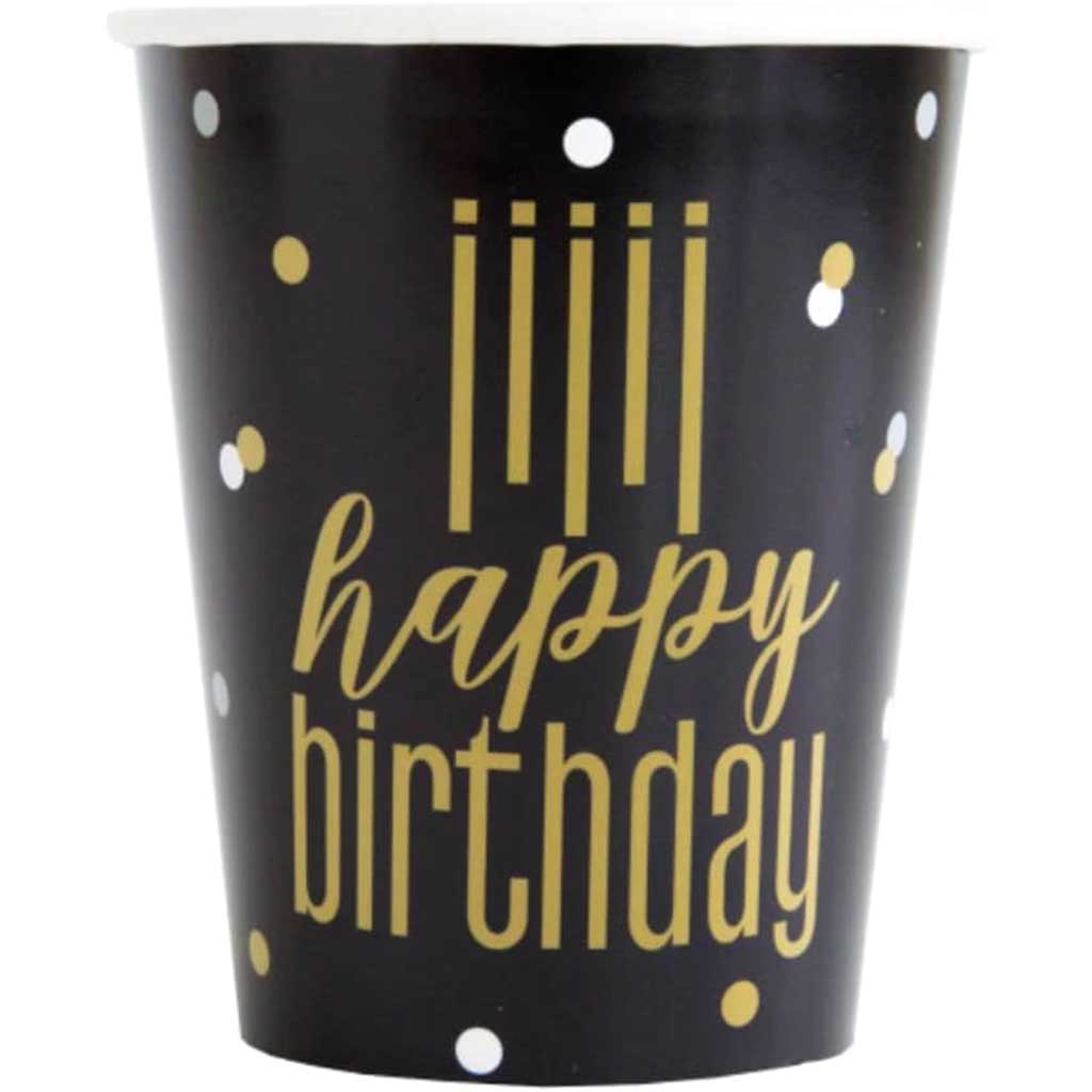 Metallic Happy Birthday Paper Cups 9oz 8ct