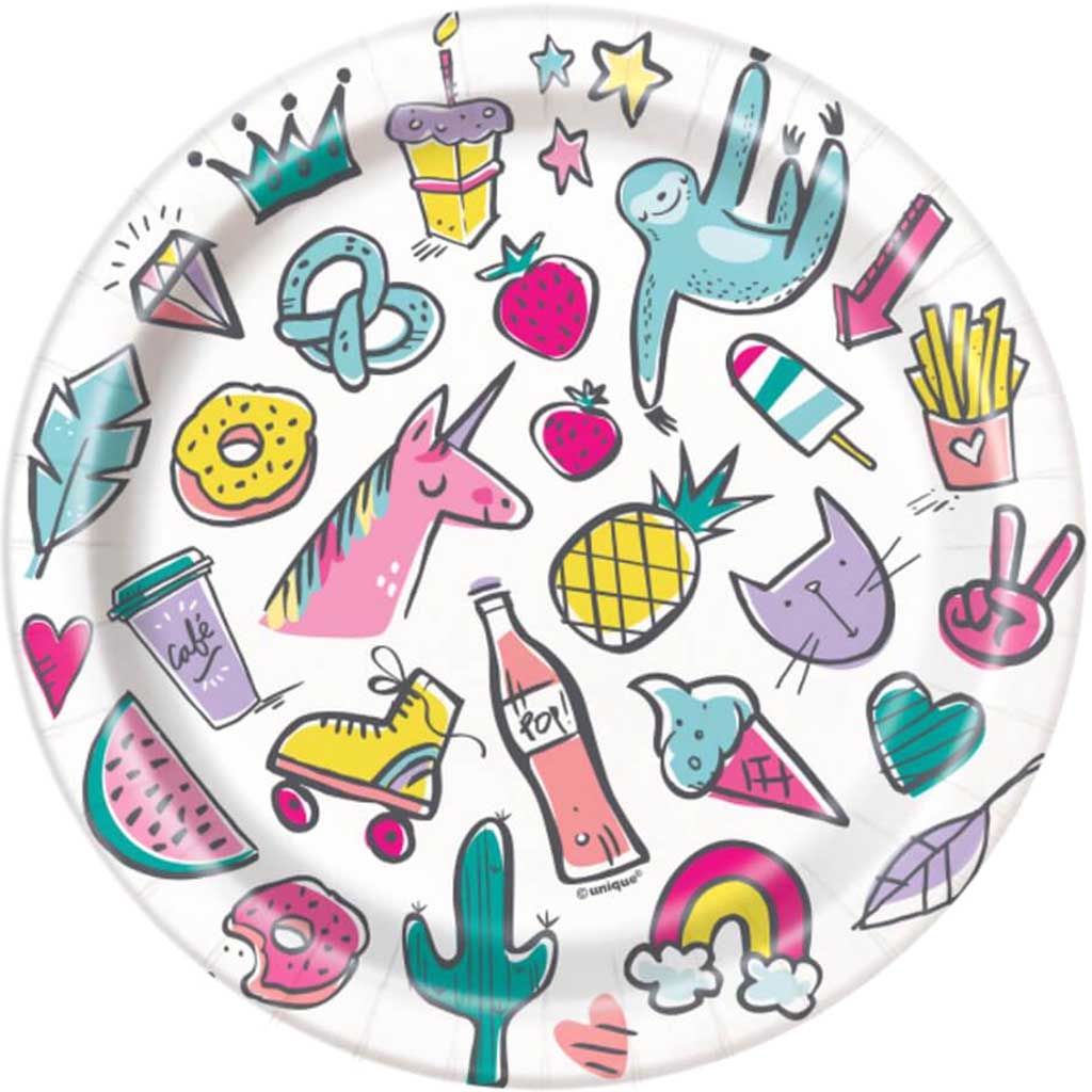 Favorite Things Birthday Round Dessert Plates 7in  8ct