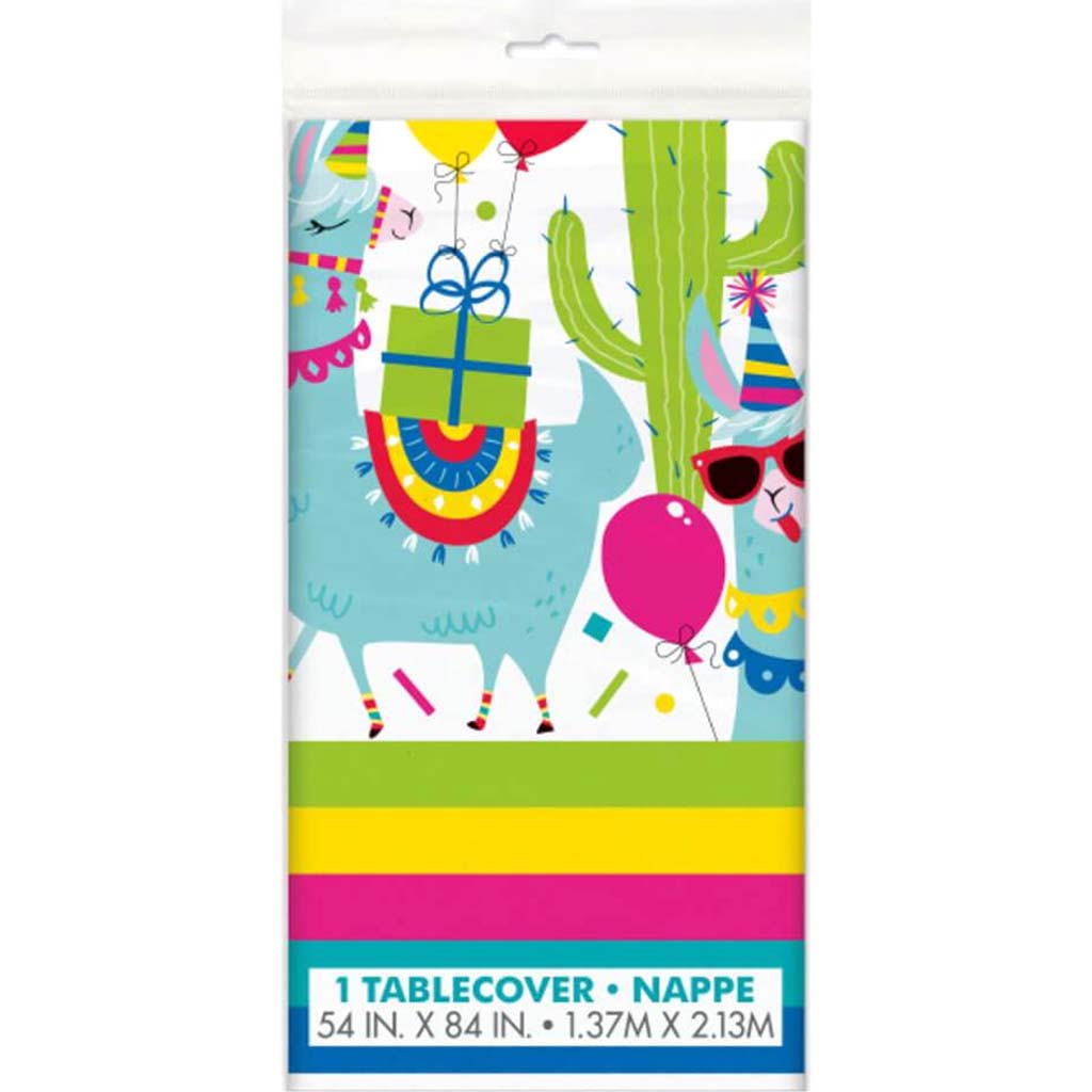 Llama Birthday Rectangular Plastic Table Cover 54in x 84in