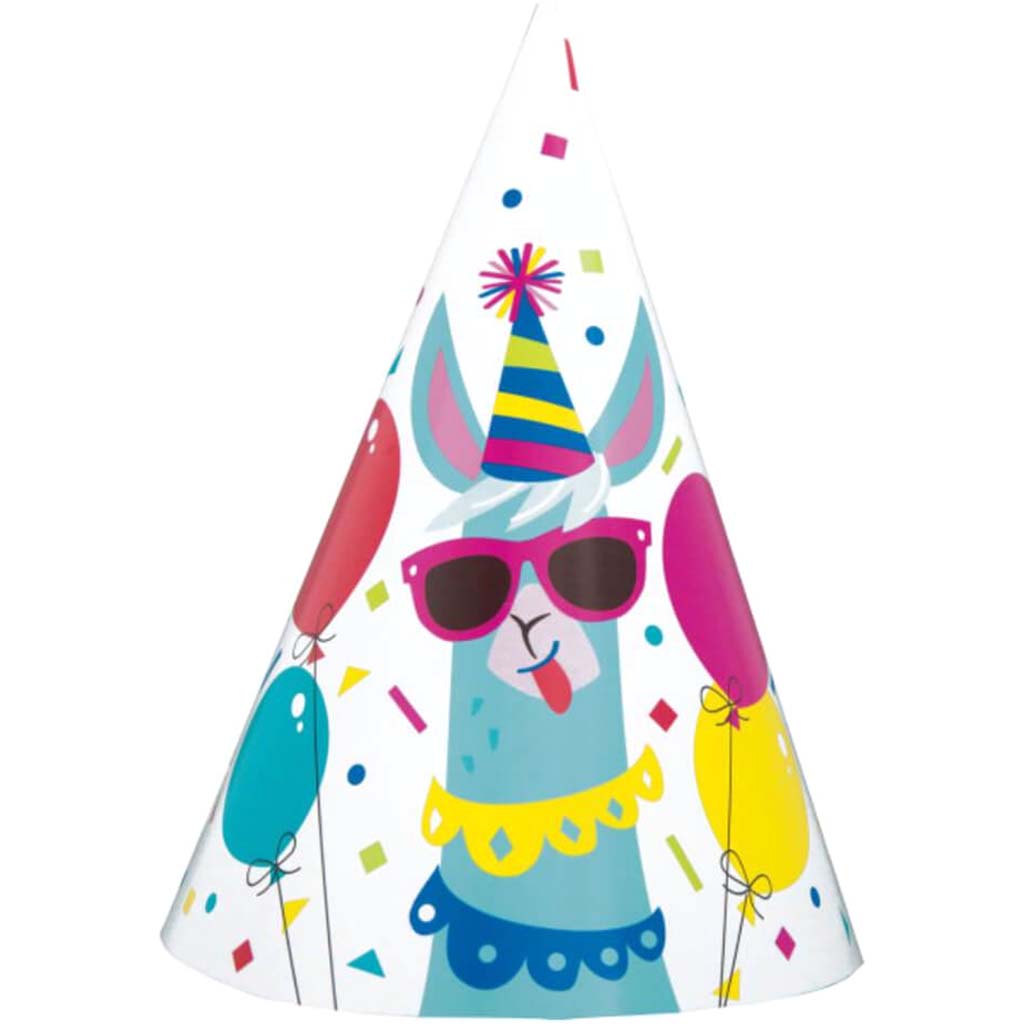 Llama Birthday Party Hats 8ct