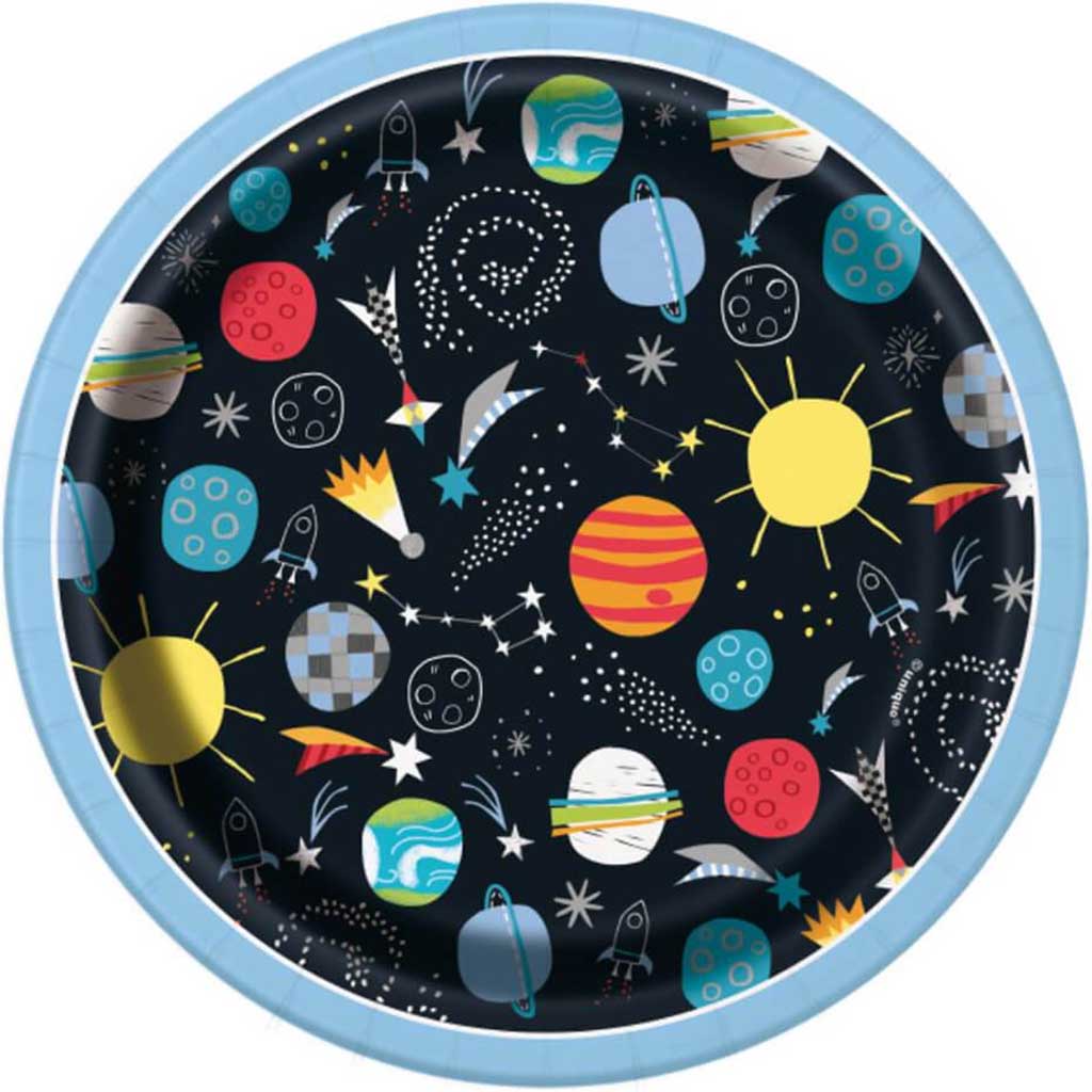 Outer Space Round Dessert Plates 7in 8ct