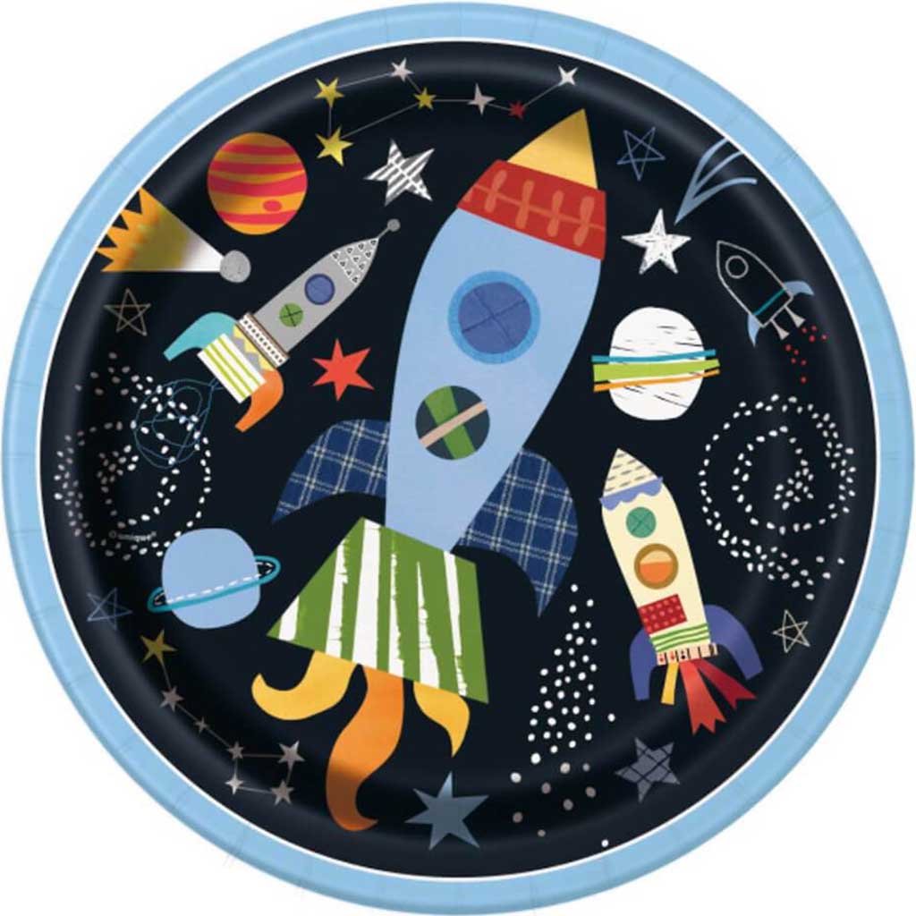 Outer Space Round Dinner Plates 9in 8ct