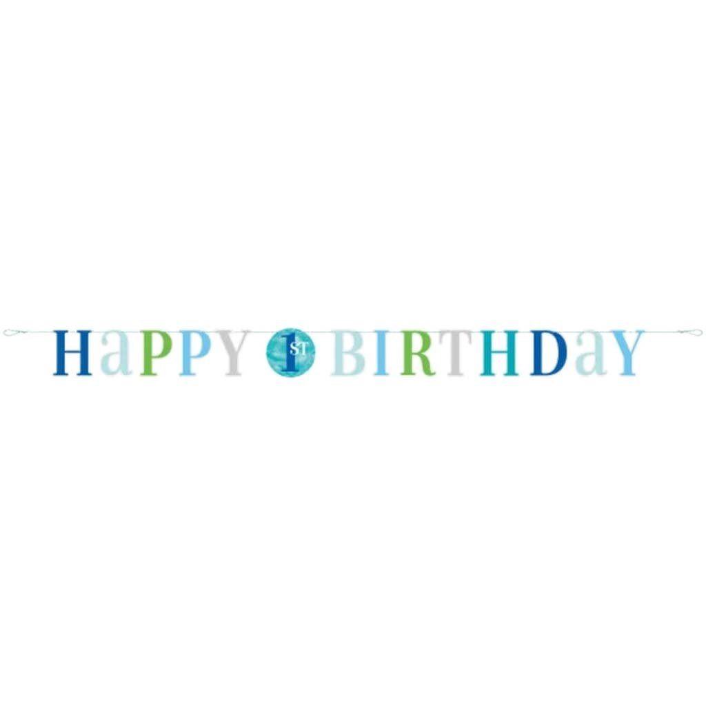 Blue Dots 1st Birthday Letter Banner 6ft