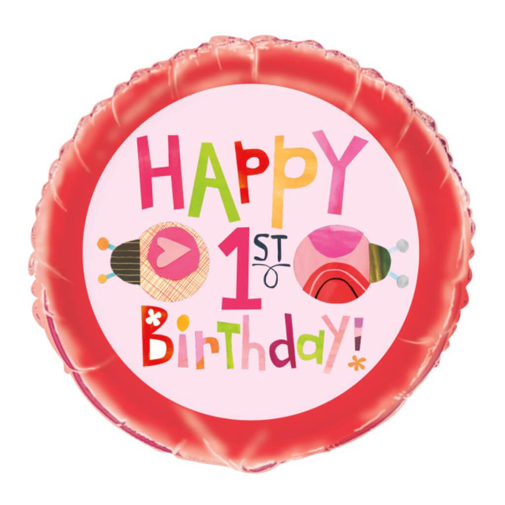 Ladybug 1st Birthday Round Foil Balloon 18in