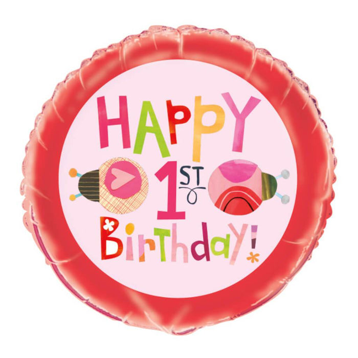 Ladybug 1st Birthday Round Foil Balloon 18in