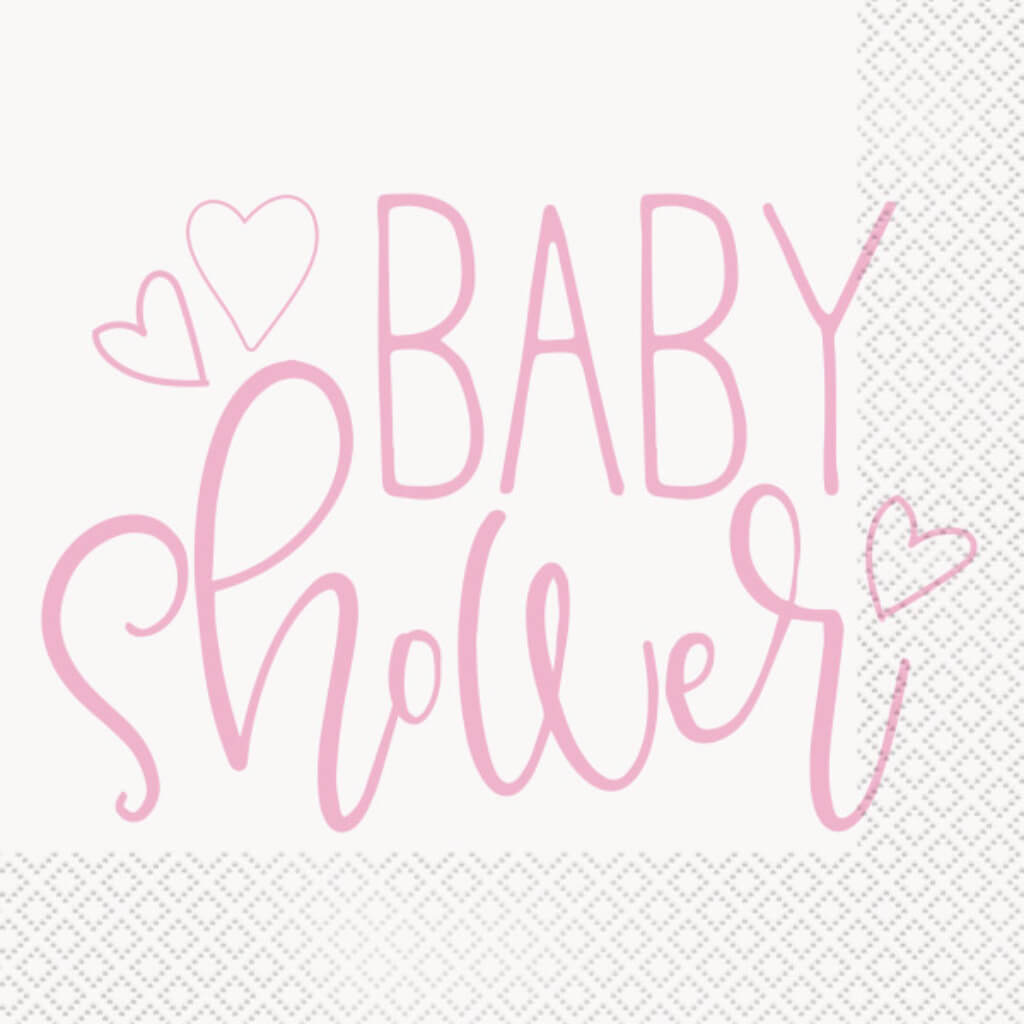 Pink Hearts Luncheon Napkins Baby Shower Party 16ct