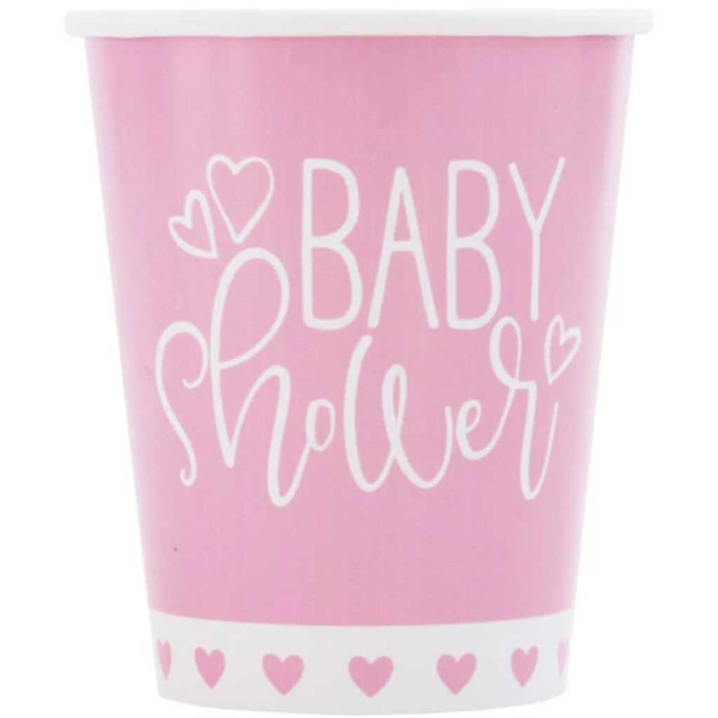 Pink Hearts Baby Shower Paper Cups 9oz 8ct