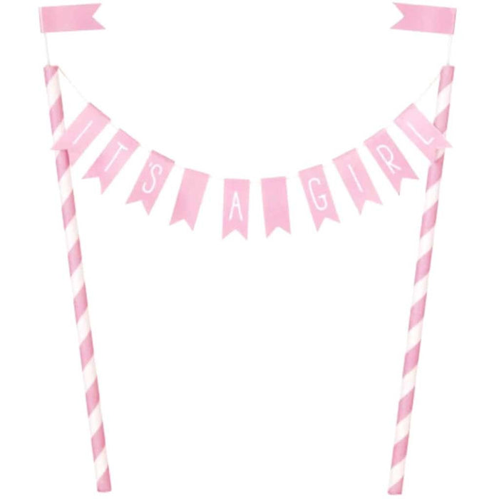 It's a Girl Baby Shower Bunting Cake Topper
