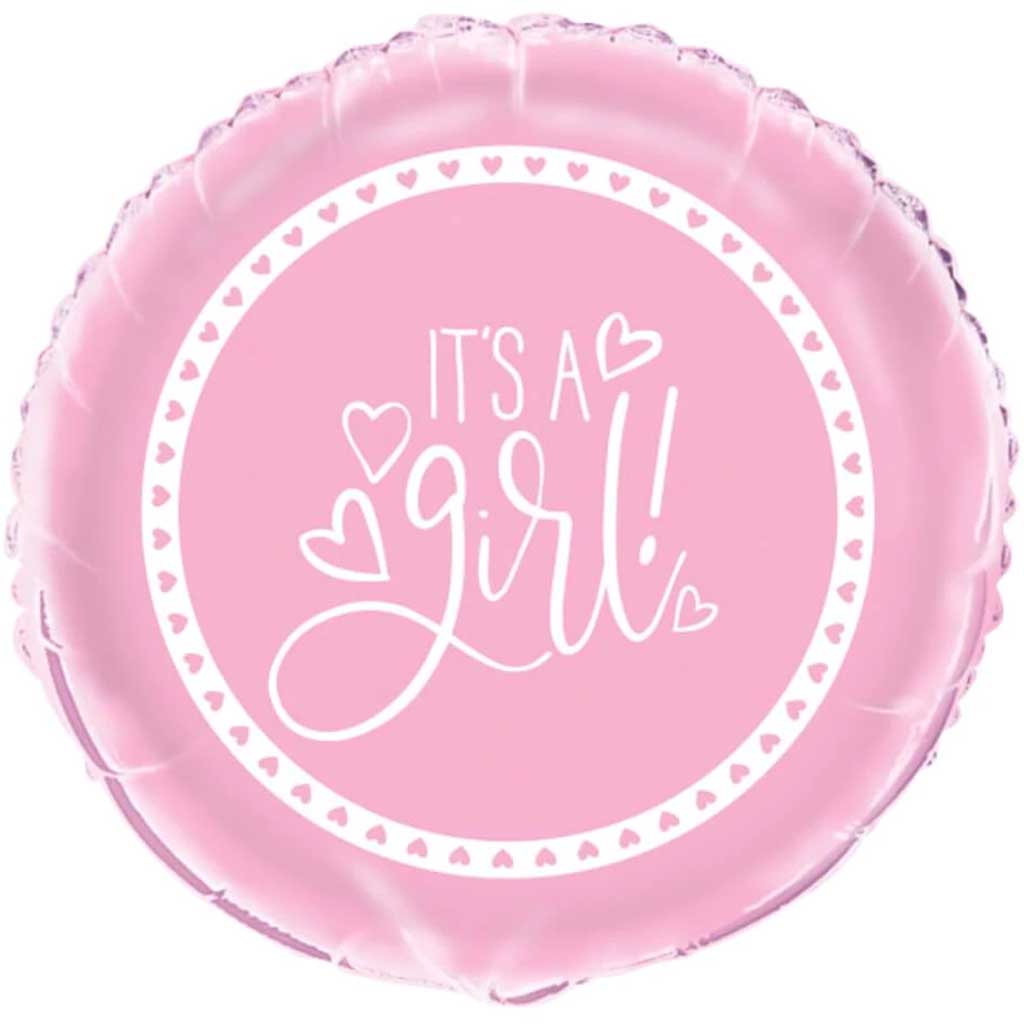 Pink Hearts Baby Shower Round Foil Balloon 18in