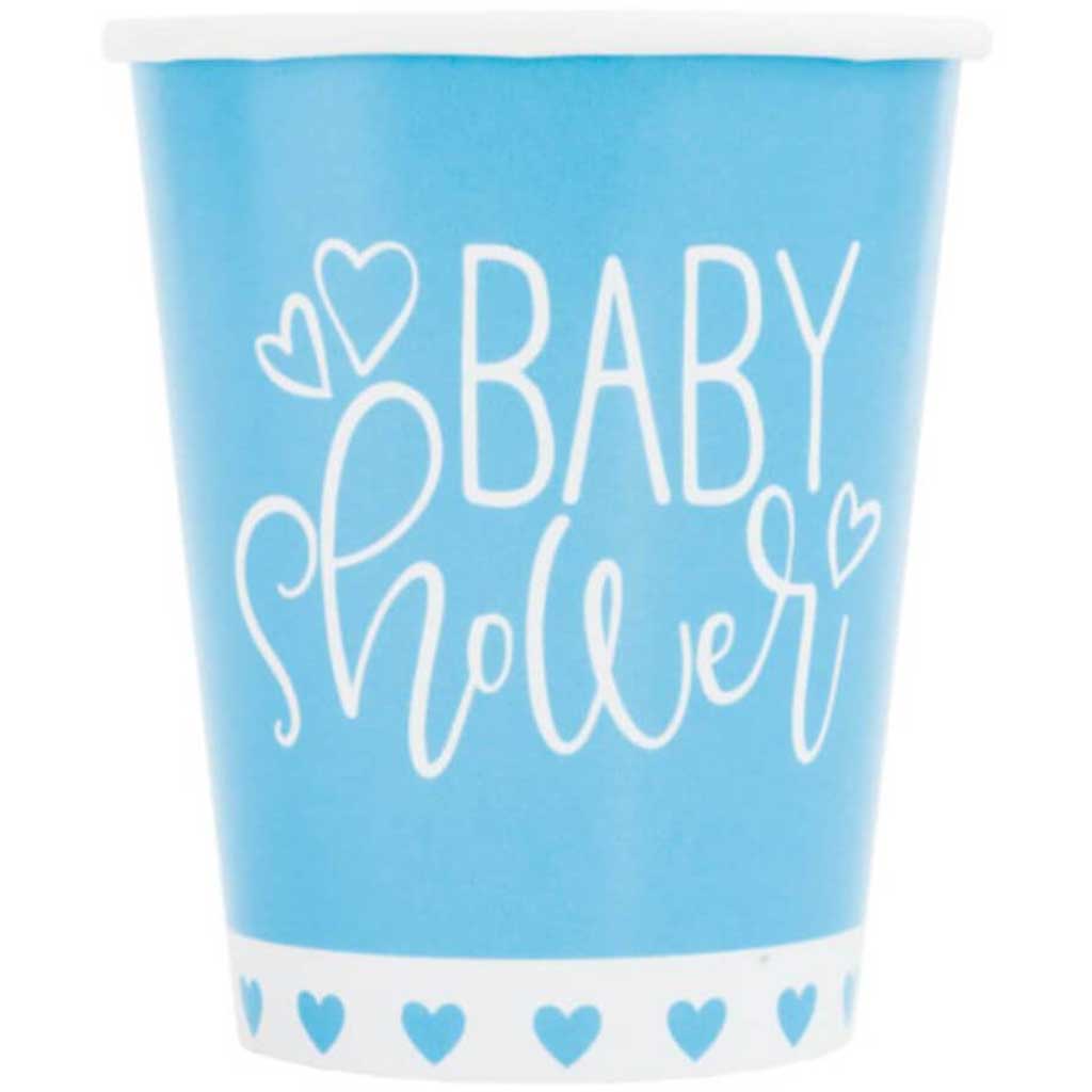 Blue Hearts Baby Shower Paper Cups 9oz 8ct