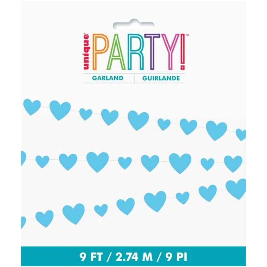 Blue Hearts Baby Shower Cut Out Garland 9ft