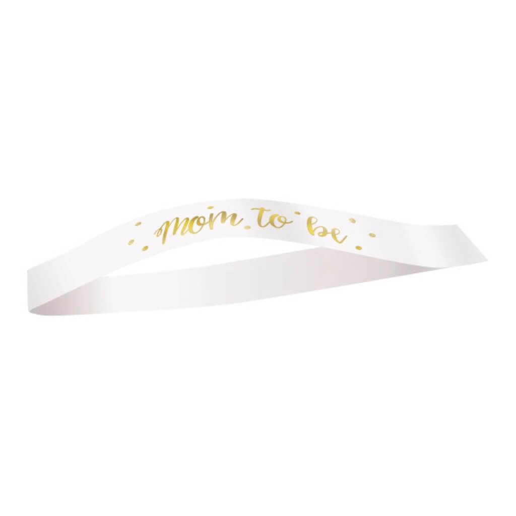 Gold Foil &quot;Mom to Be&quot; Satin Sash