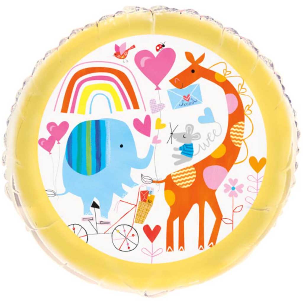 Zoo Baby Shower Round Foil Balloon 18in