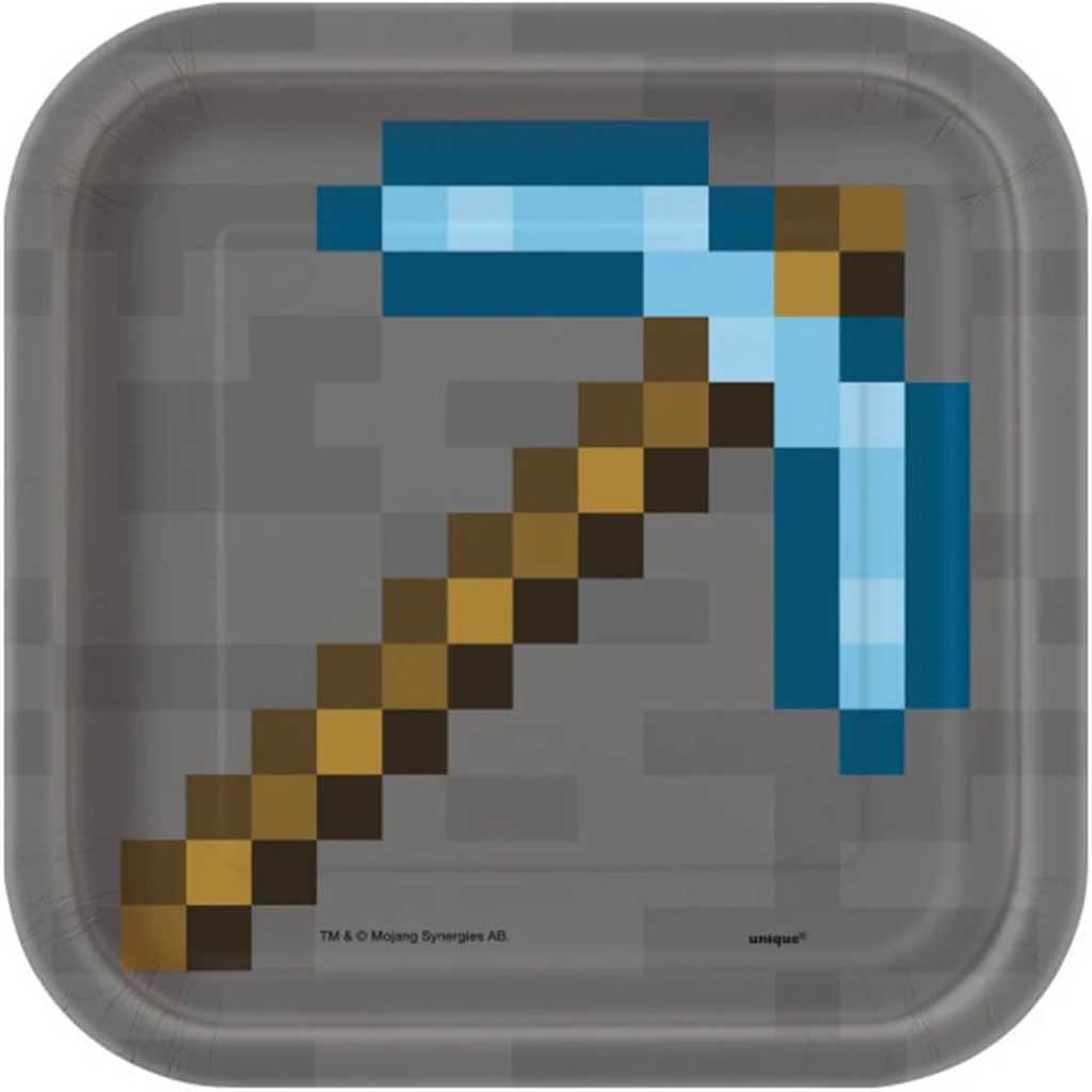 Minecraft Square Dessert Plates 8ct, 7in