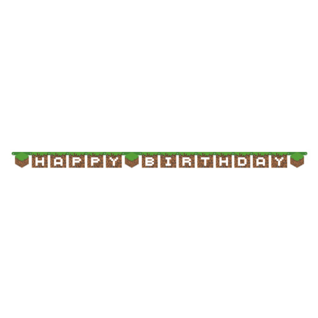 Minecraft Jointed Happy Birthday Banner, 6.5in