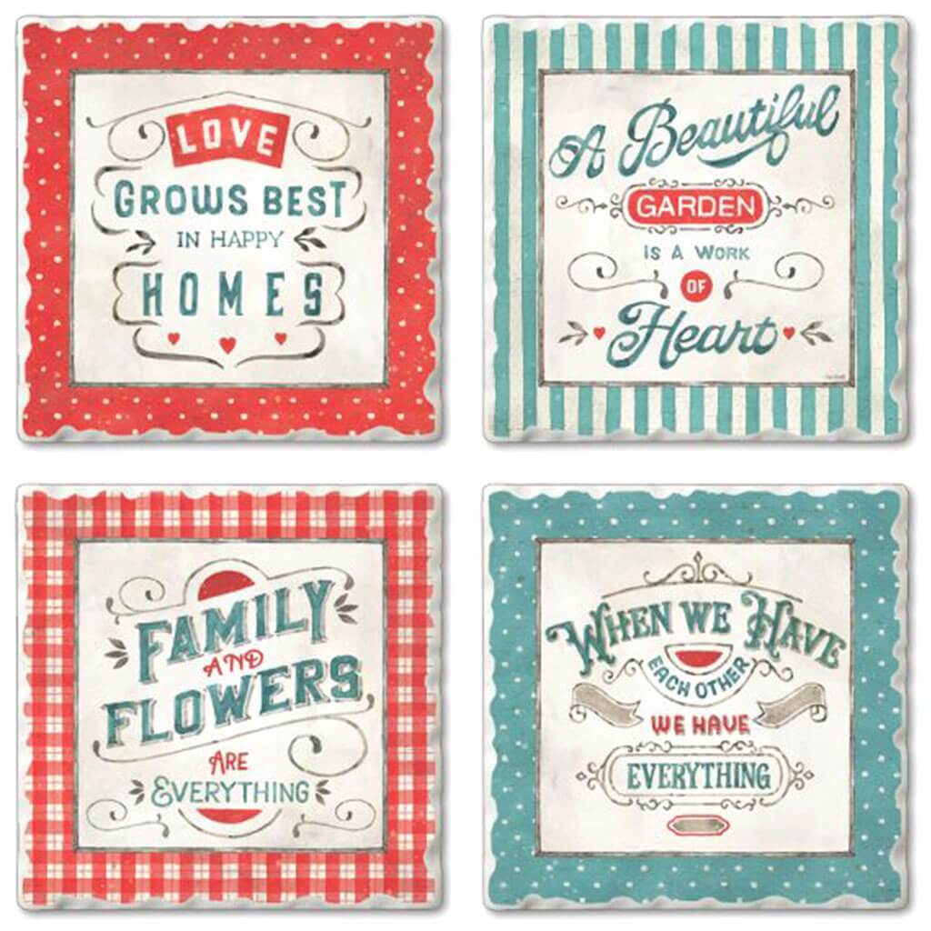 Coaster Set Country Fresh 4pk Asst