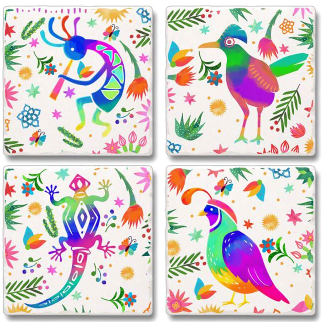 Coaster Set Southwest Otomi 4pk Asst