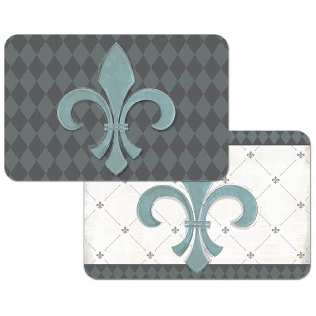 Placemat Teal Fleur De Lis