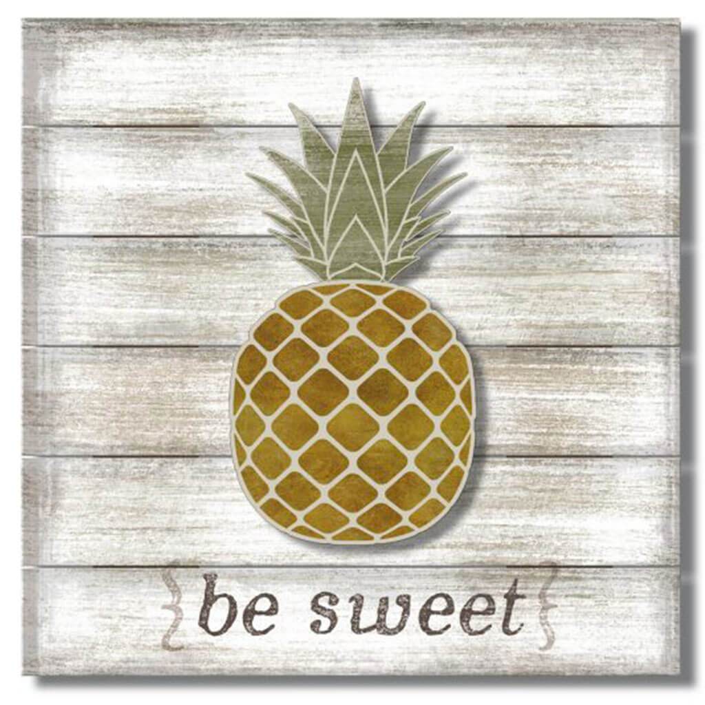 Be Sweet Pineapple Pallet Sign, 12in X 12in