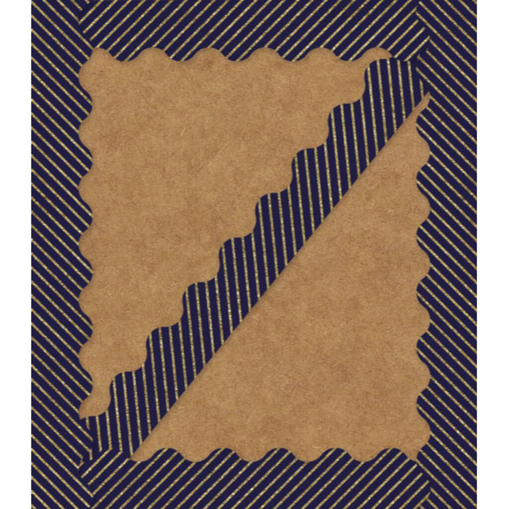 Gold Glitter and Navy Stripe Scalloped Borders