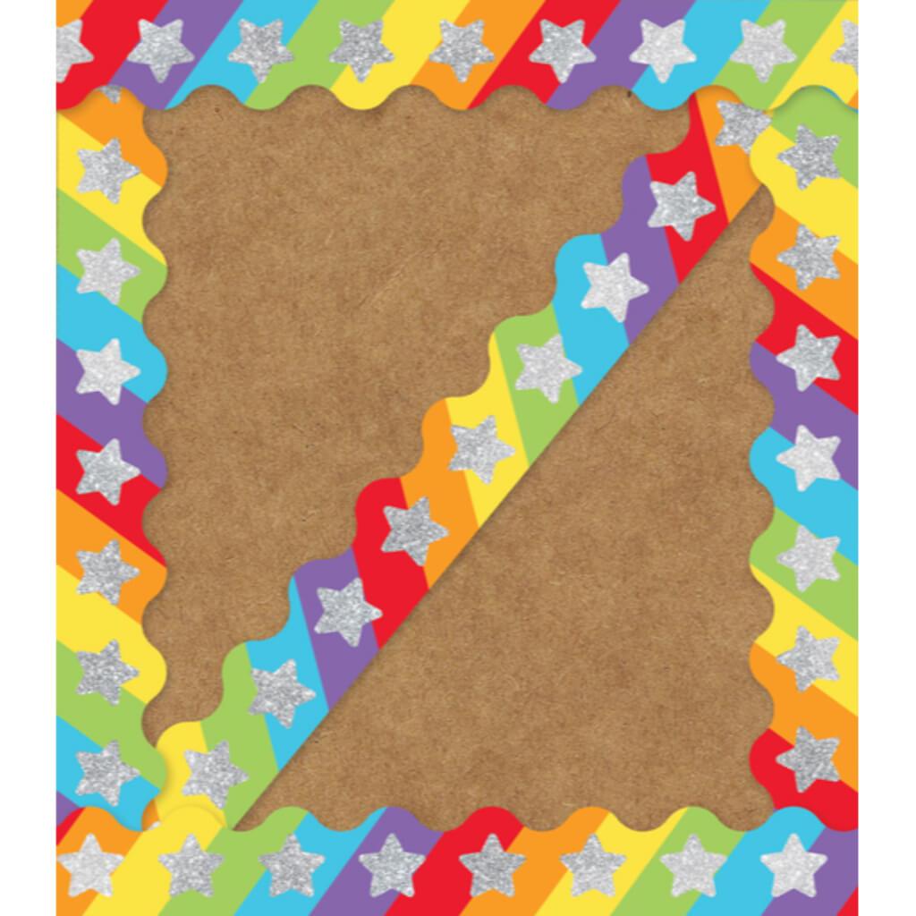 Glitter Stars on Rainbow Scalloped Borders