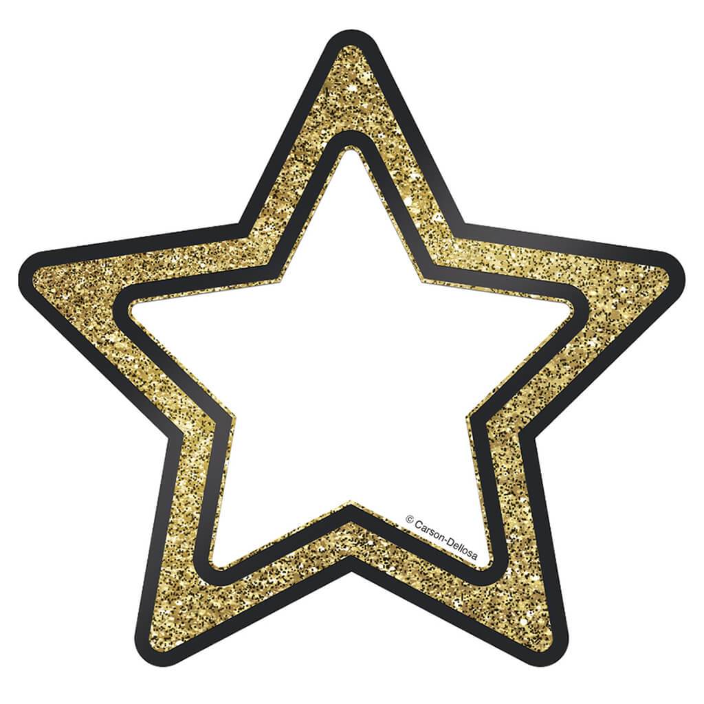 Gold Glitter Stars Cut-Outs 5in