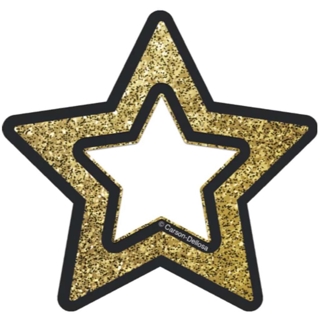 Gold Glitter Stars Cut-Outs 3in