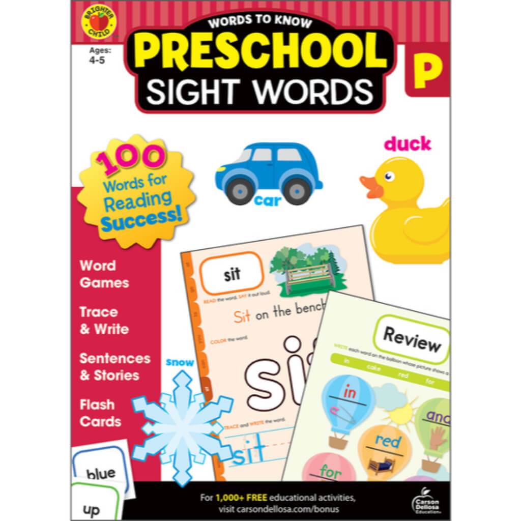 Preschool Sight Words Workbook Grade Preschool