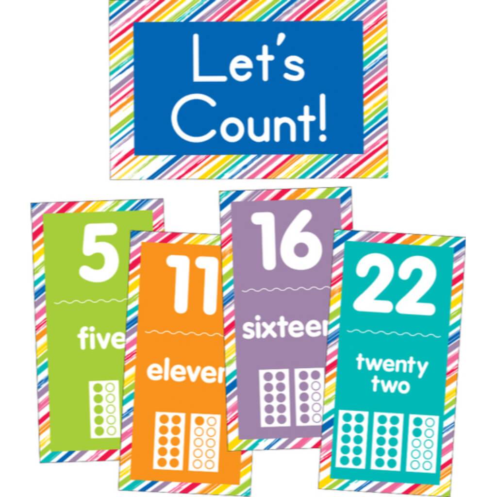 Just Teach Number Cards Bulletin Board Set Grade PK-2