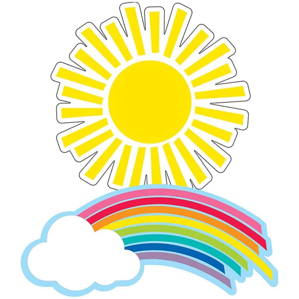 Hello Sunshine Rainbows &amp; Suns Colorful Cut-Outs