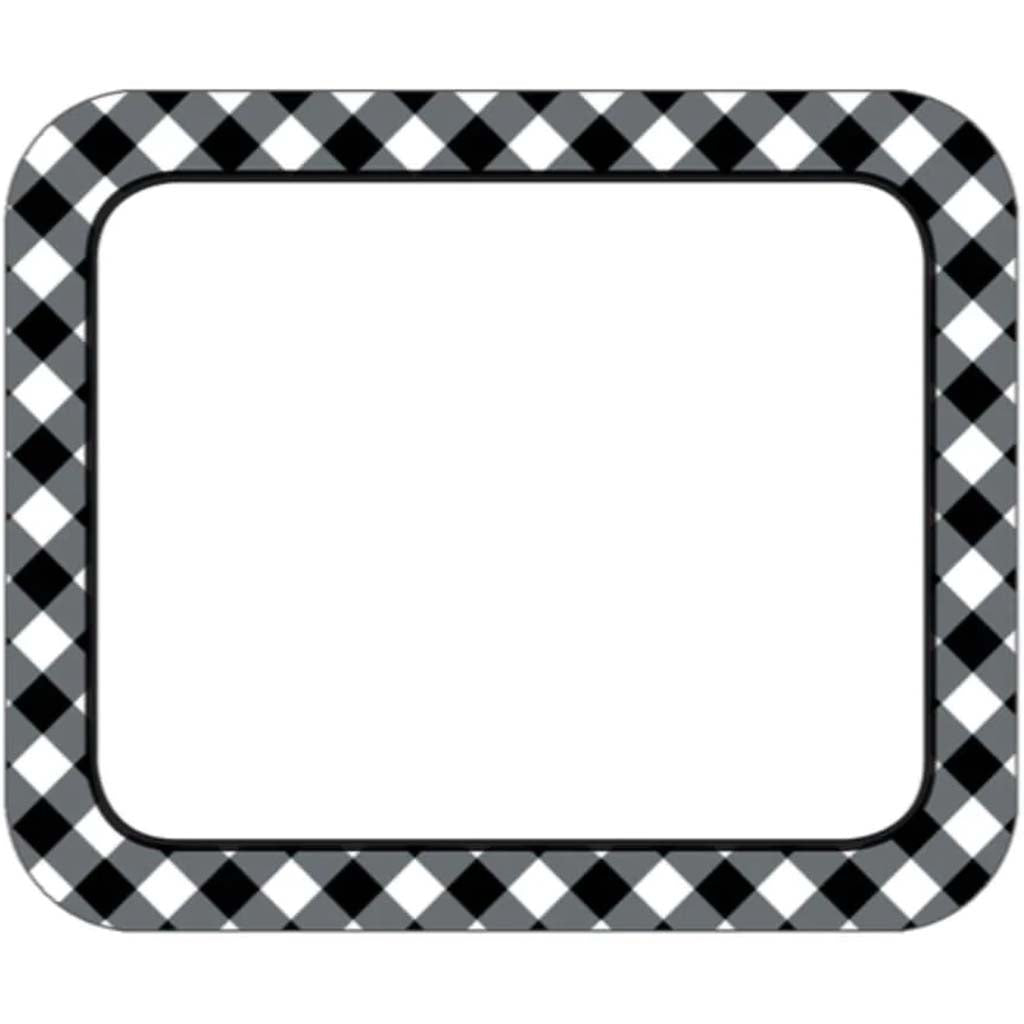 Woodland Whimsey Black &amp; White Gingham Name Tags