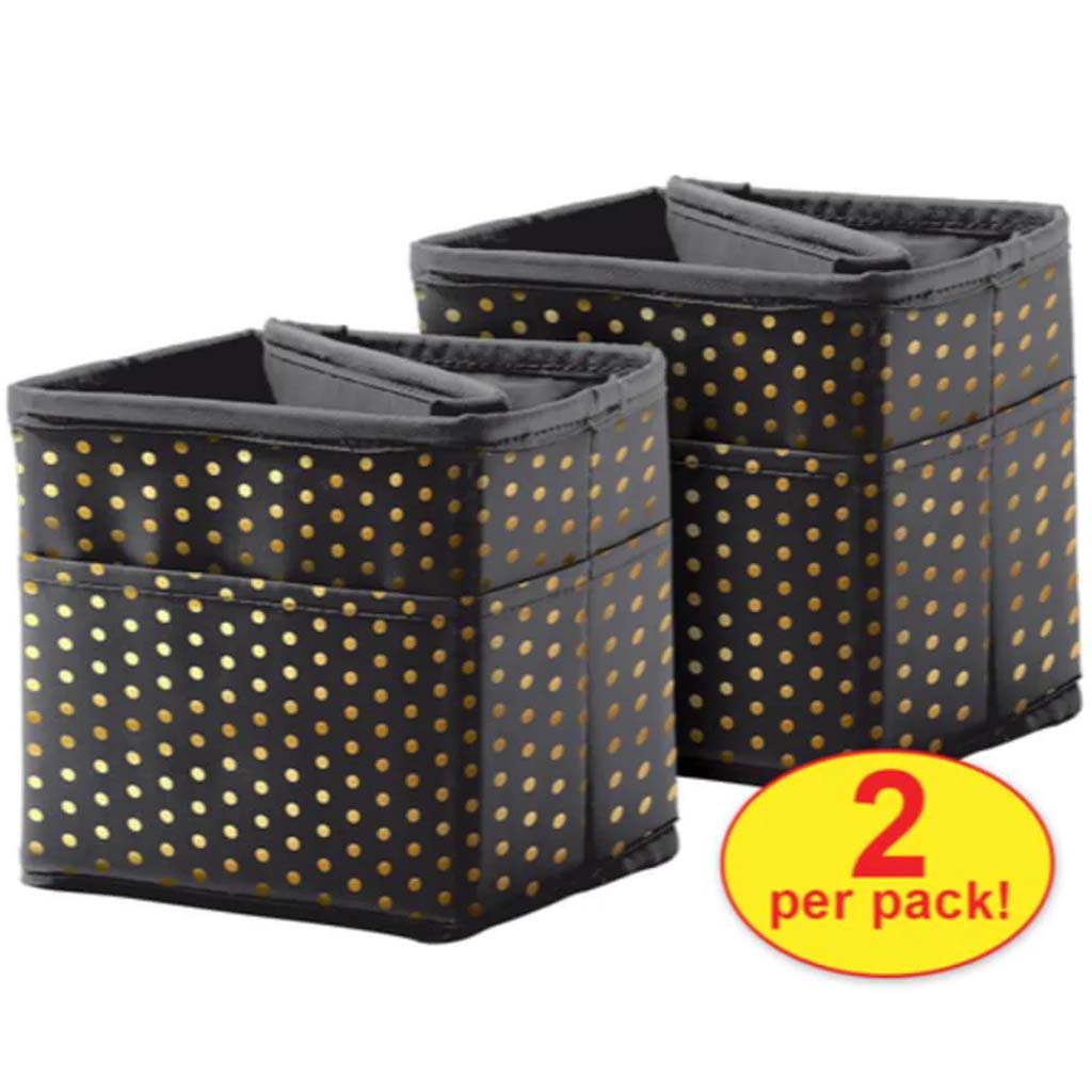 Tabletop Storage Black with Gold Polka Dots Pocket Chart Storage