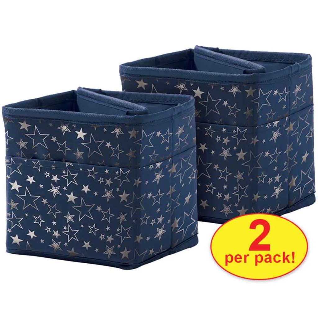 Tabletop Storage Navy with Silver Stars Pocket Chart Storage