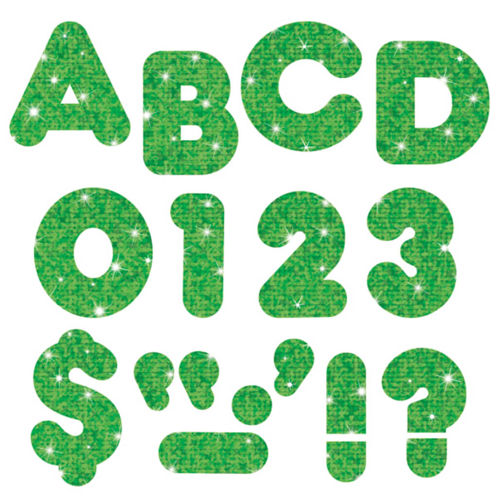 Green Sparkle 2-Inch Casual Uppercase Ready Letters