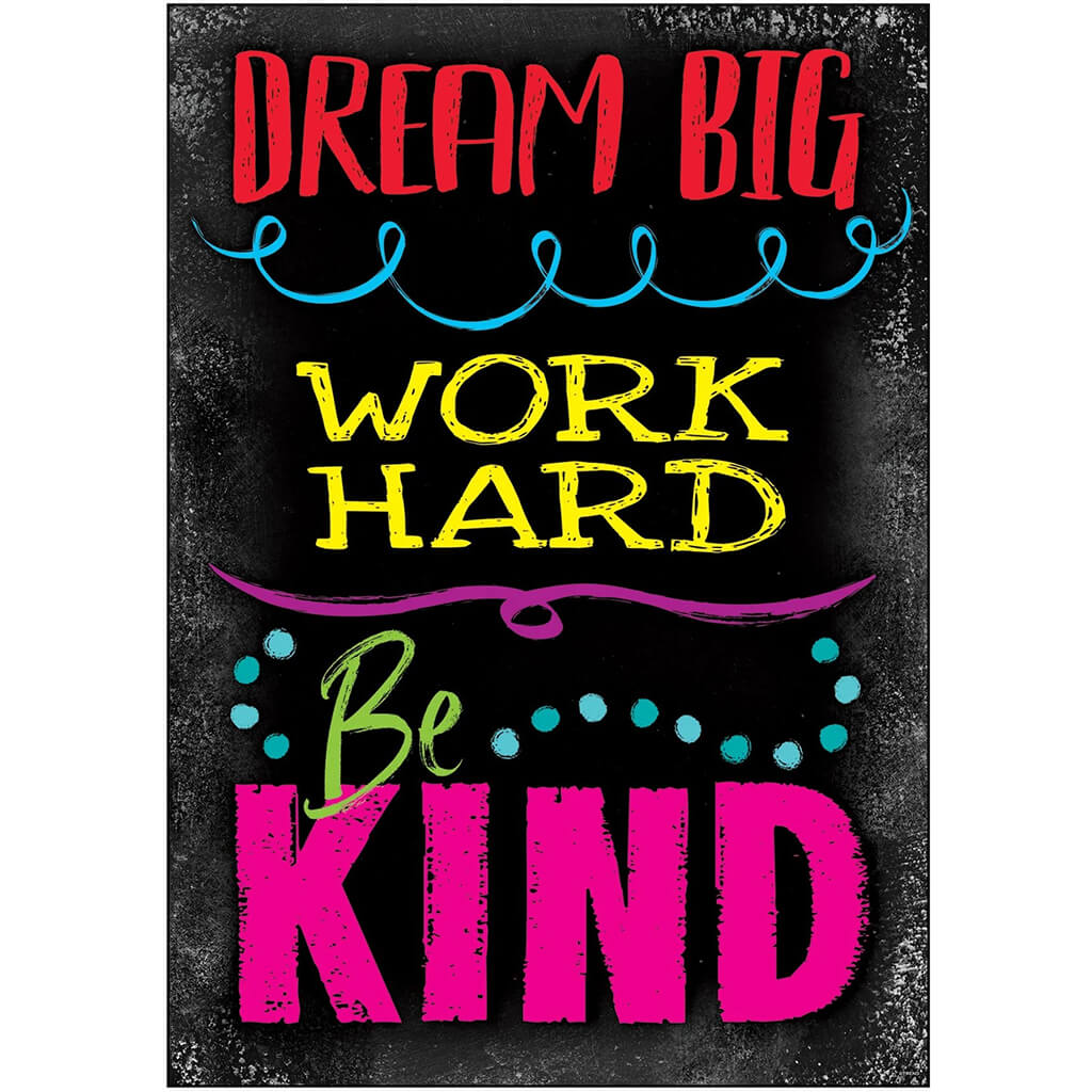 Dream Big Work Hard Be Kind Poster