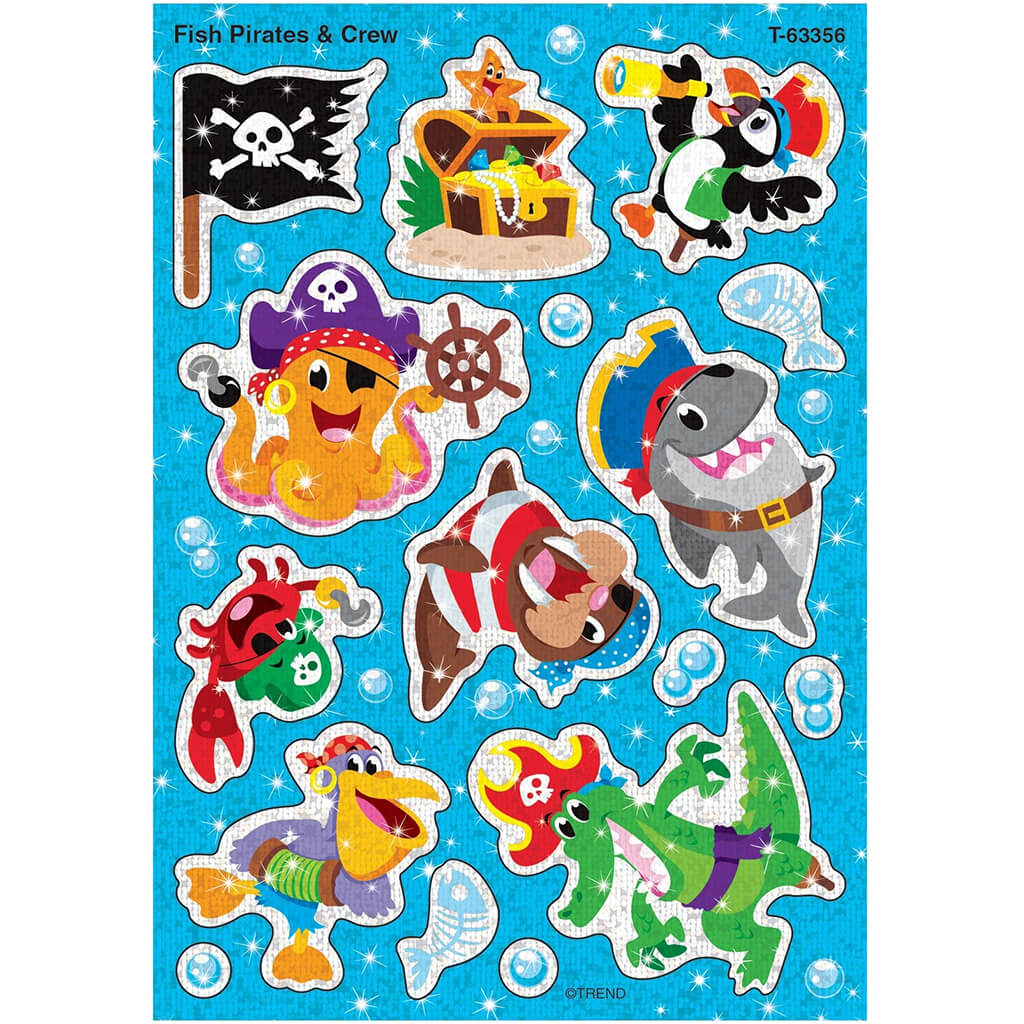 Fish Pirates &amp; Crew Sparkle Stickers