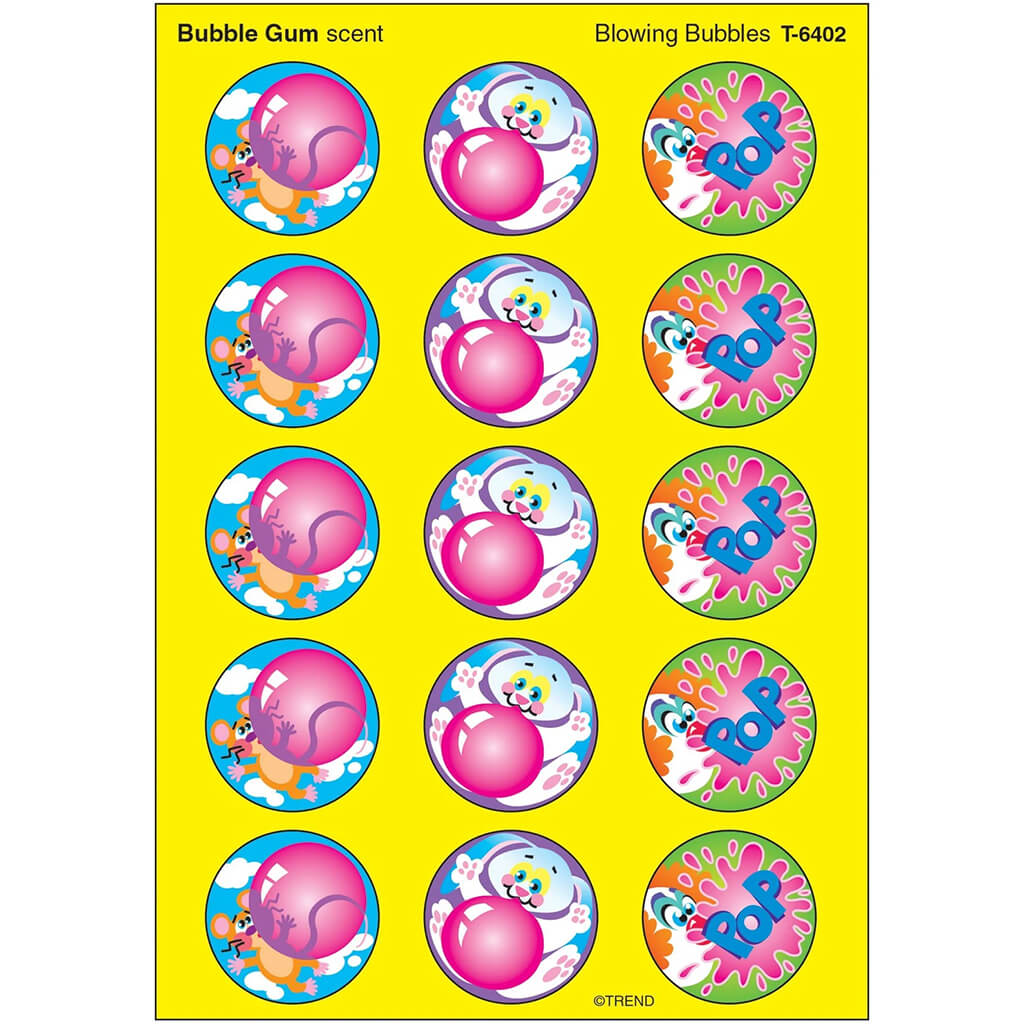 Blowing Bubbles, Bubblegum scent Scratch &#39;n Sniff Stinky Stickers