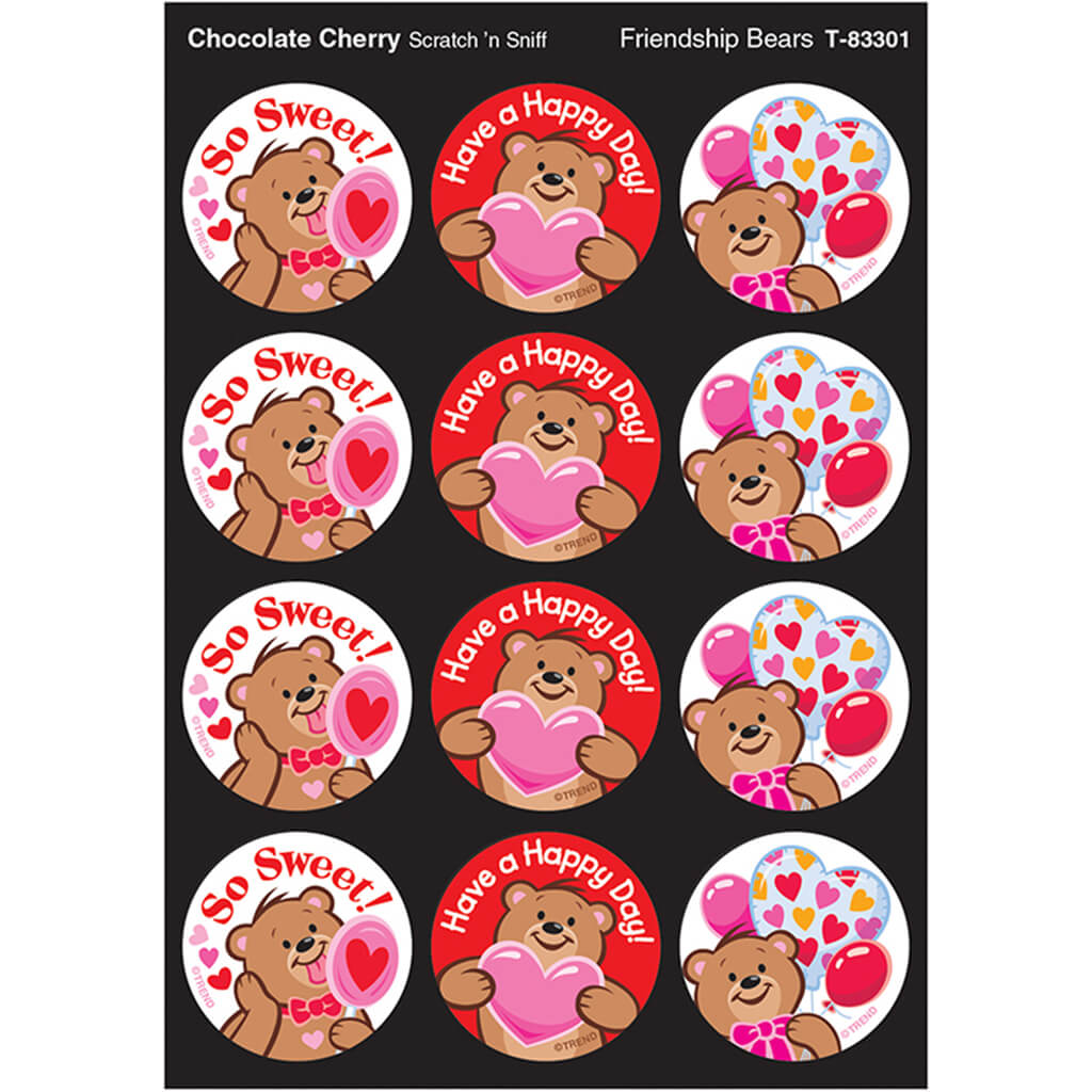 Friendship Bears, Chocolate Cherry scent Scratch &#39;n Sniff Stinky Stickers