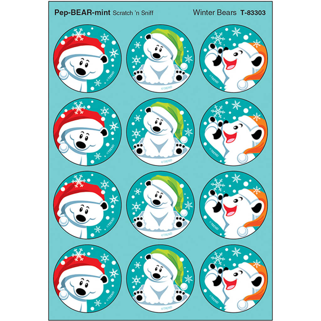 Winter Bears, Pep-BEAR-mint scent Scratch &#39;n Sniff Stinky Stickers