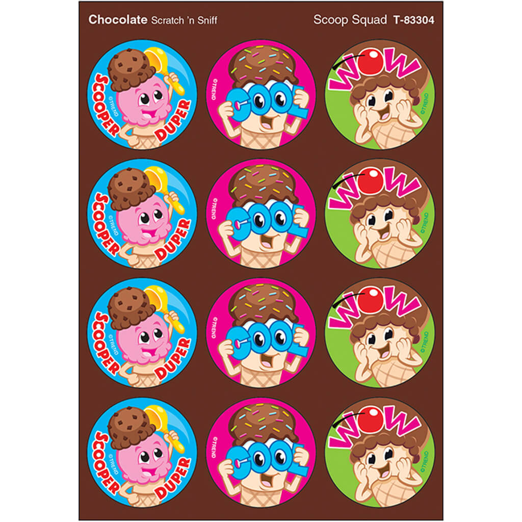 Scoop Squad, Chocolate scent Scratch 'n Sniff Stinky Stickers