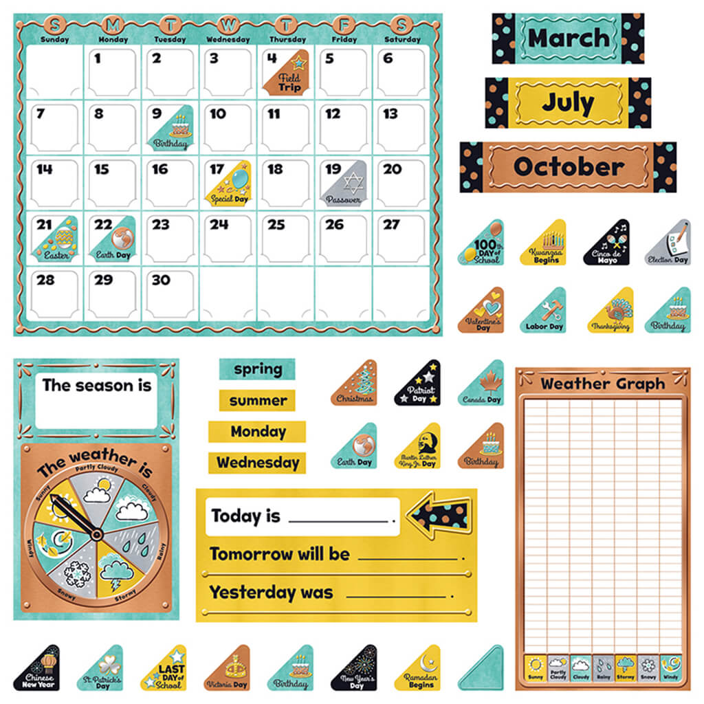 I Love Metal Calendar Bulletin Board Set