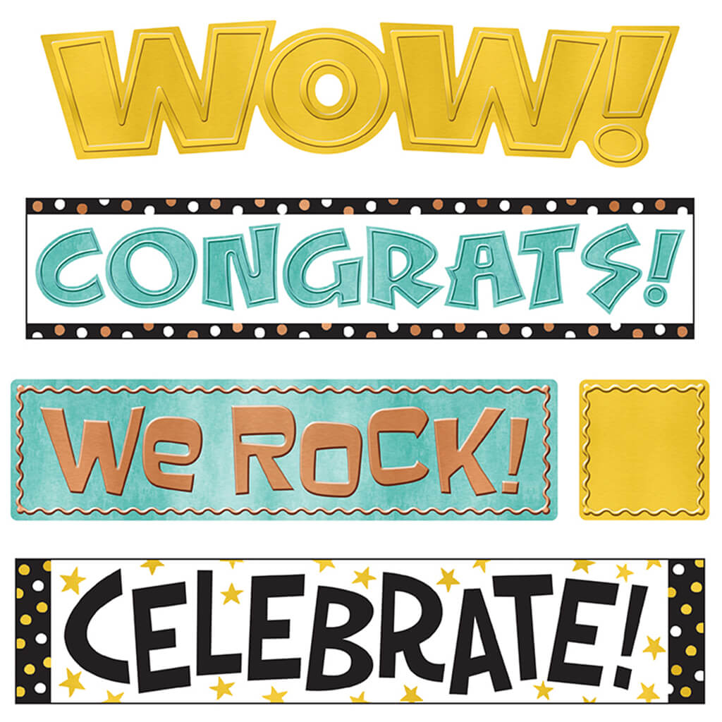 I Love Metal Wipe-Off Celebration Signs Mini Bulletin Board Set