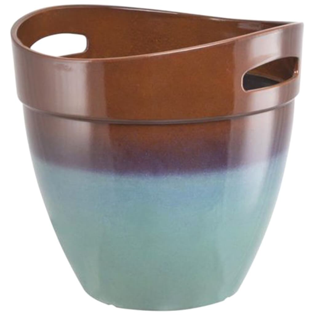 Resin Planter with Handle Teal, 15in