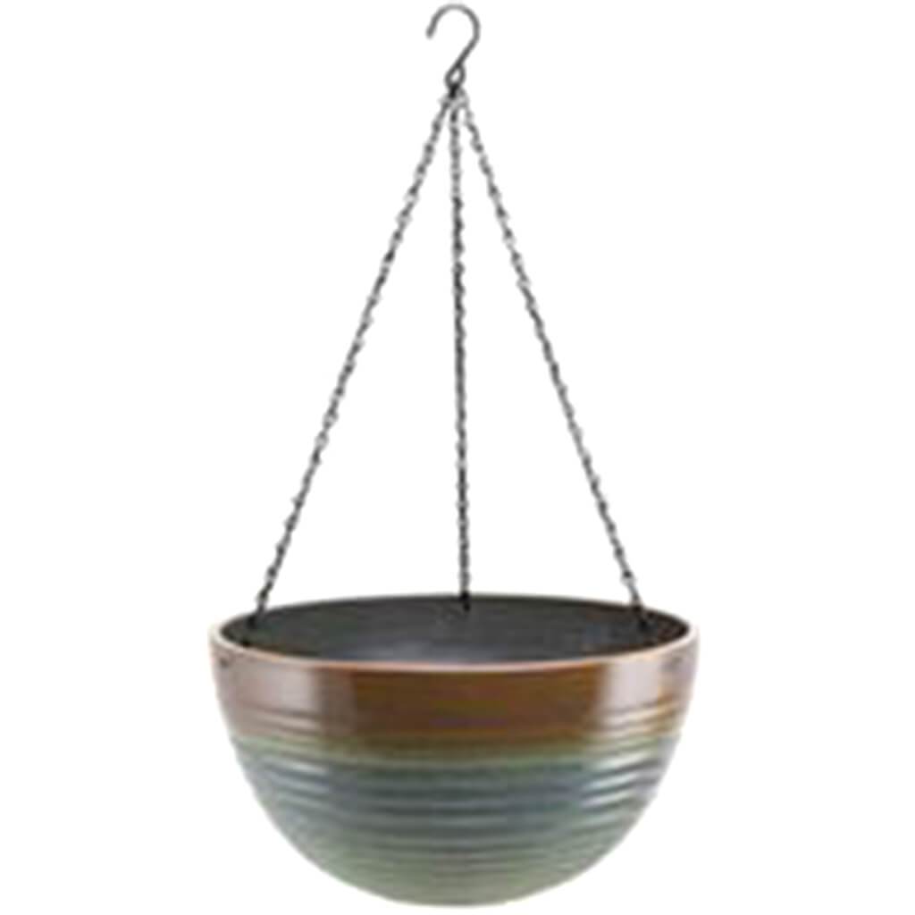 Hanging Resin Planter Green Blue, 16in