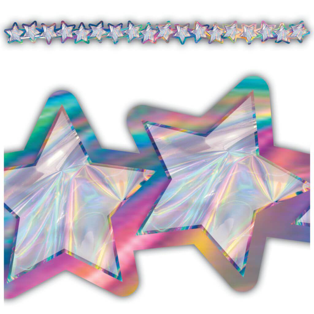 Stars Die-Cut Border Trim Iridescen