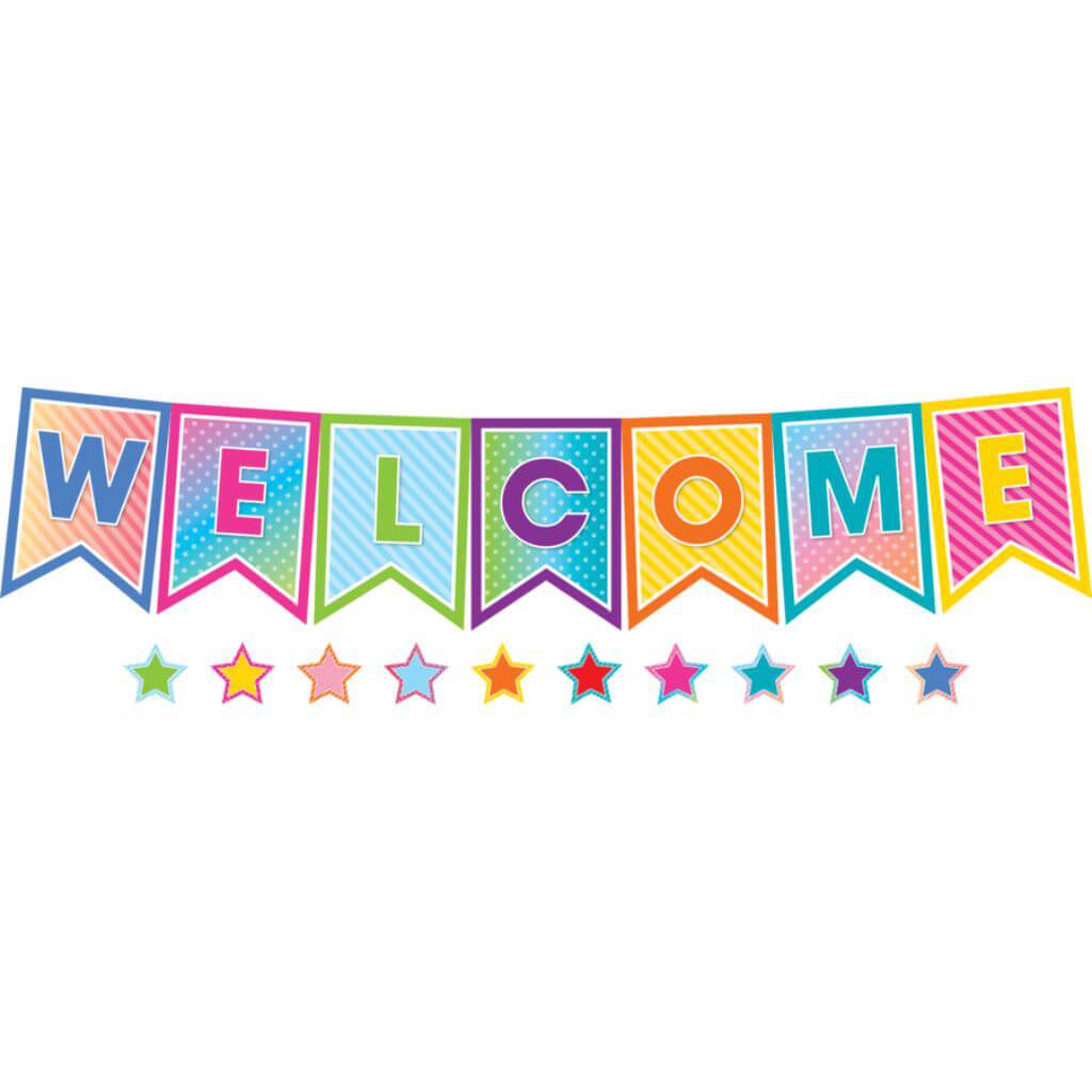 Pennants Welcome Bulletin Board Display Colorful Vibes